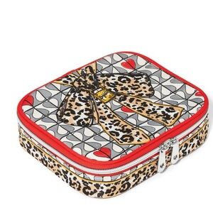Brighton Wild Love Jewelry Case leopard cat hearts bow holds rings, earrings